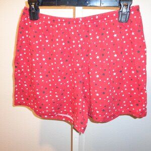 Women's Pajama Loungewear Shorts Size Medium Red with Stars Cotton Polyester